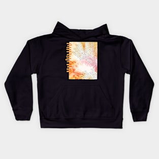 Abstract Watercolor Illustration With Geometric Hatch Marks - Warm Colors Kids Hoodie